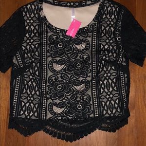 Xhilaration (Target) black crop lace top - NWT!